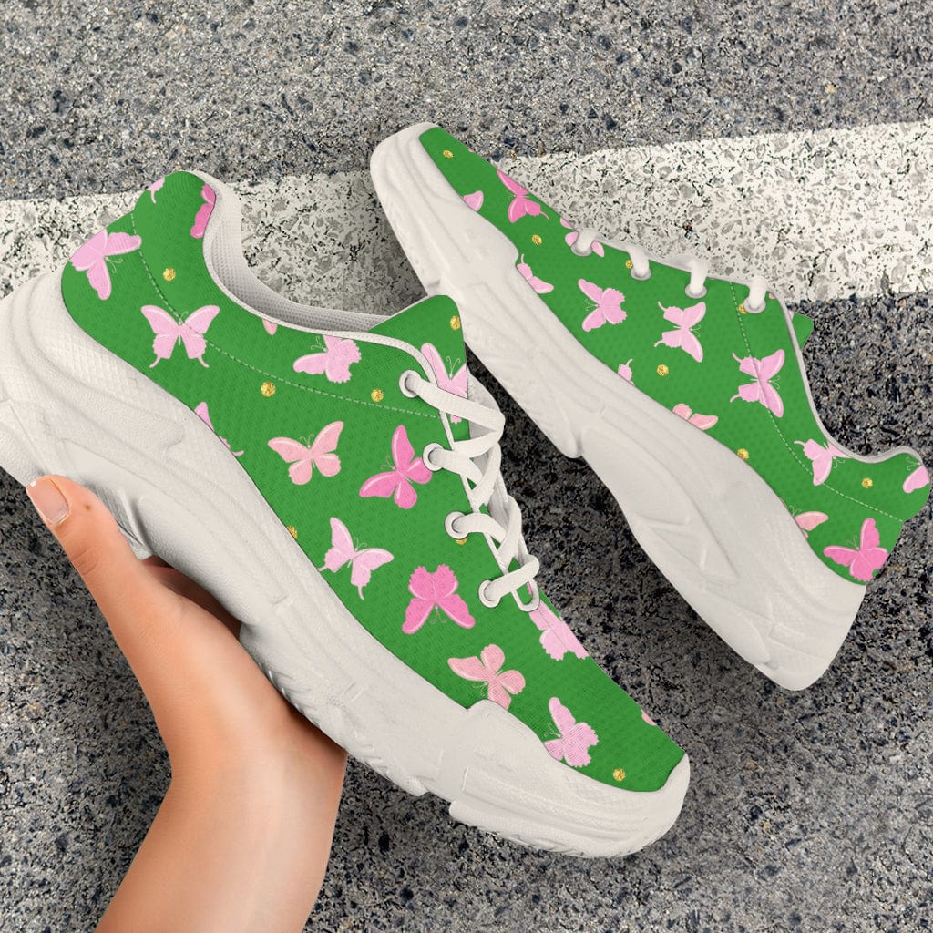 Pink Butterflies - Chunky Sneakers (Black or White Sole) Shoezels™
