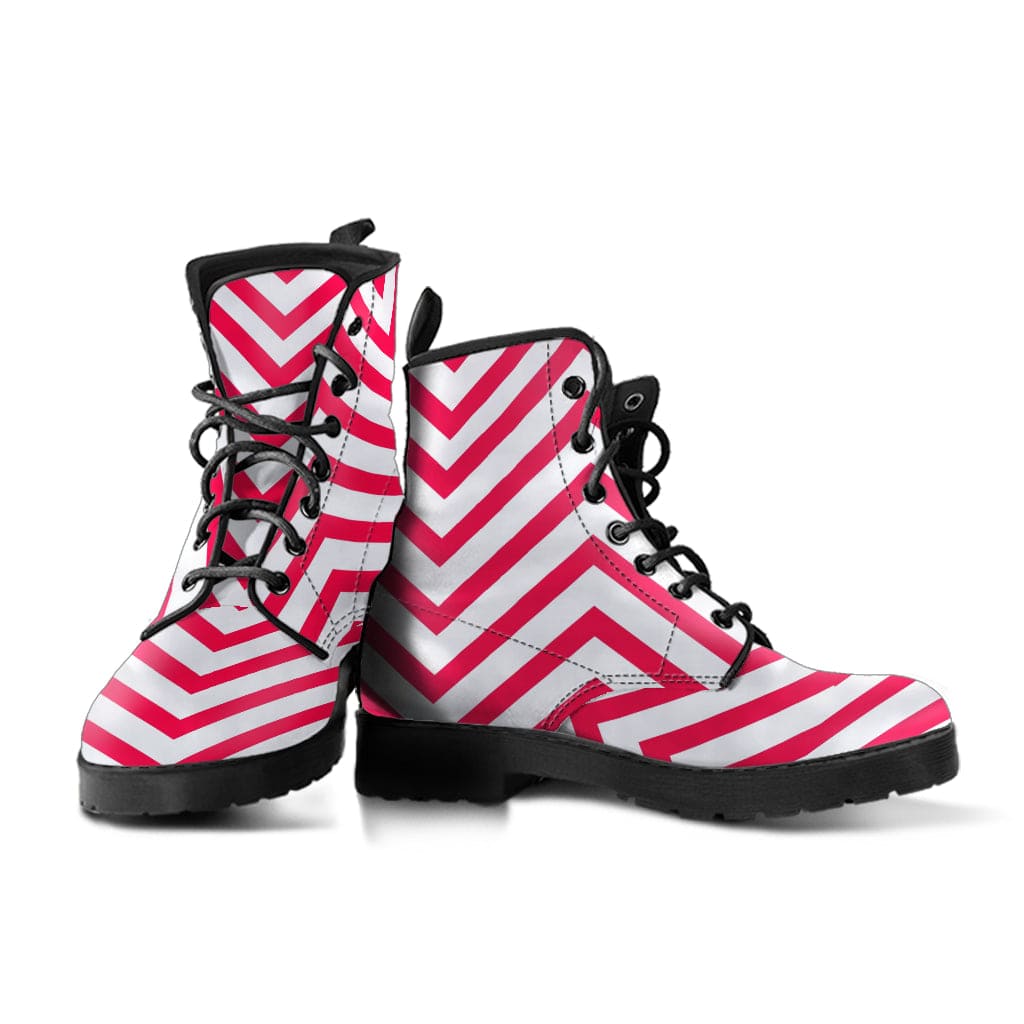 Red Chevron - Cruelty Free Leather Boots Shoezels™