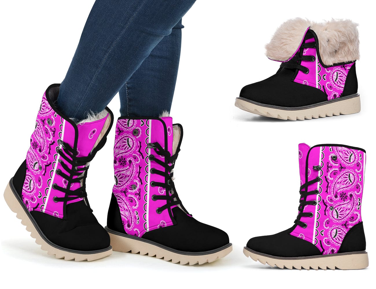 Shoe Abruptly Pink Bandana Women's Polar Boots