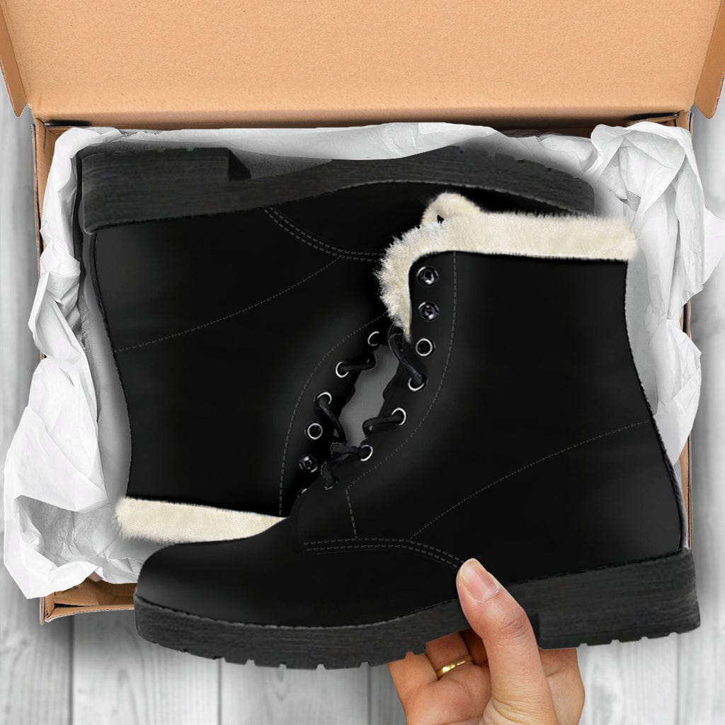 Shoe Black Cruelty Free Fur Lined Leather Boots