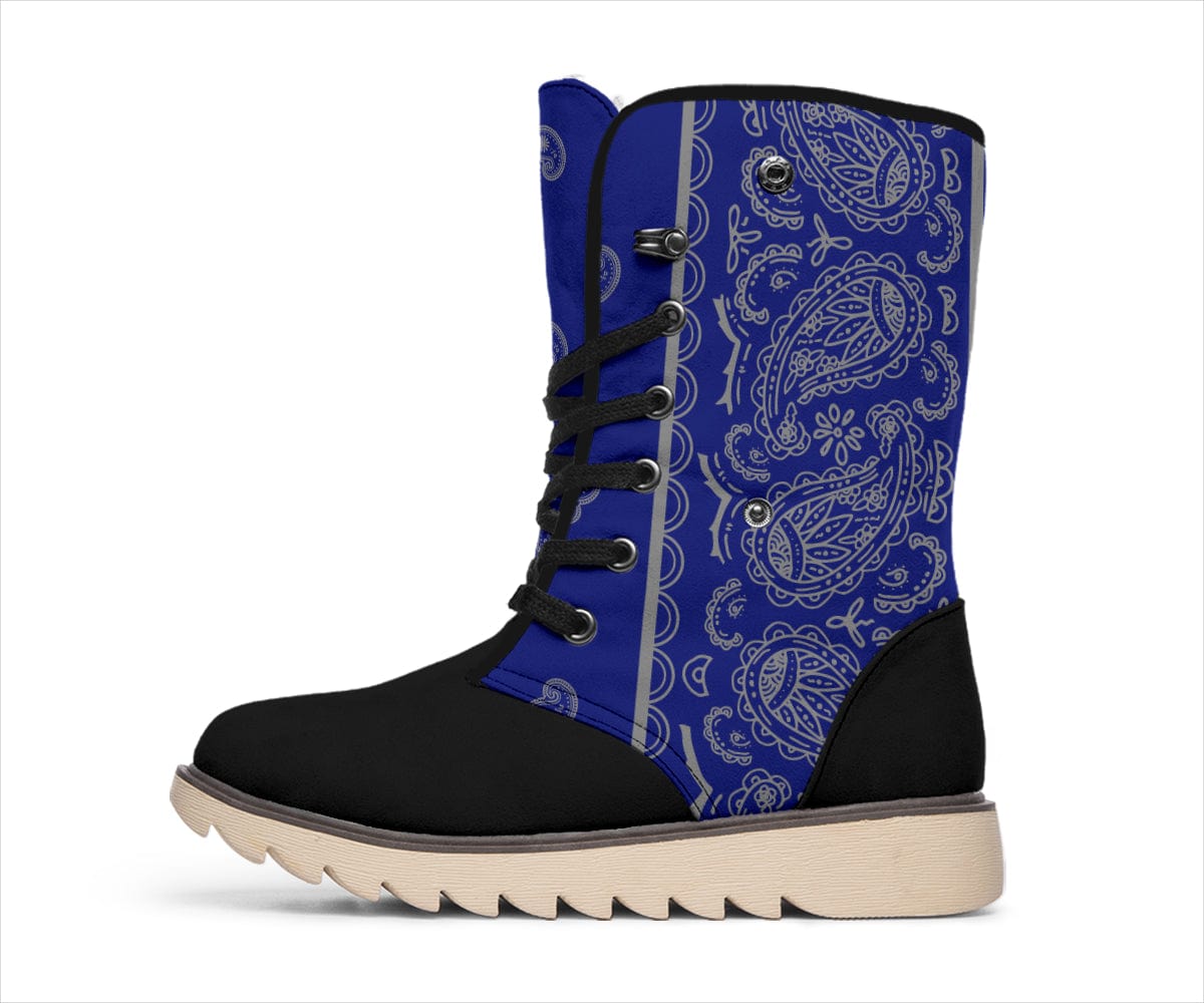 Shoe Blue and Grey Bandana Women's Winter Boots