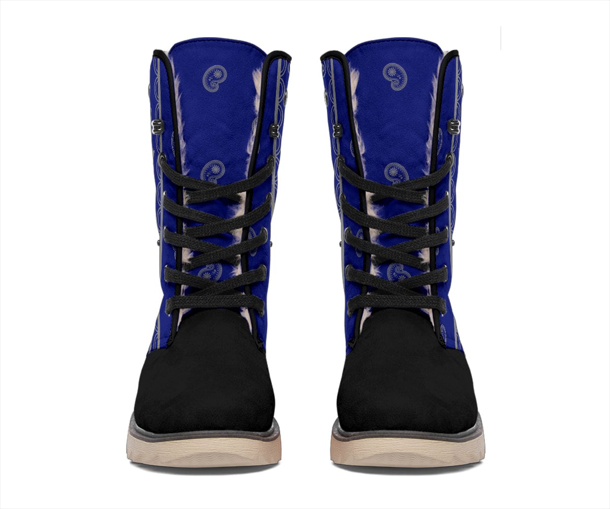 Shoe Blue and Grey Bandana Women's Winter Boots