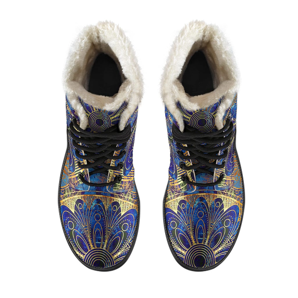 Shoe Blue & Gold Bohemian Cruelty Free Fur Lined Boots