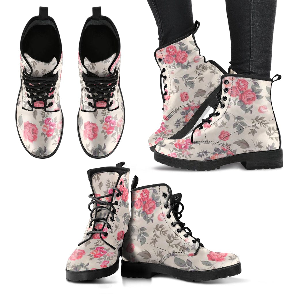 Shoe Pink Roses Cruelty Free Leather Boots