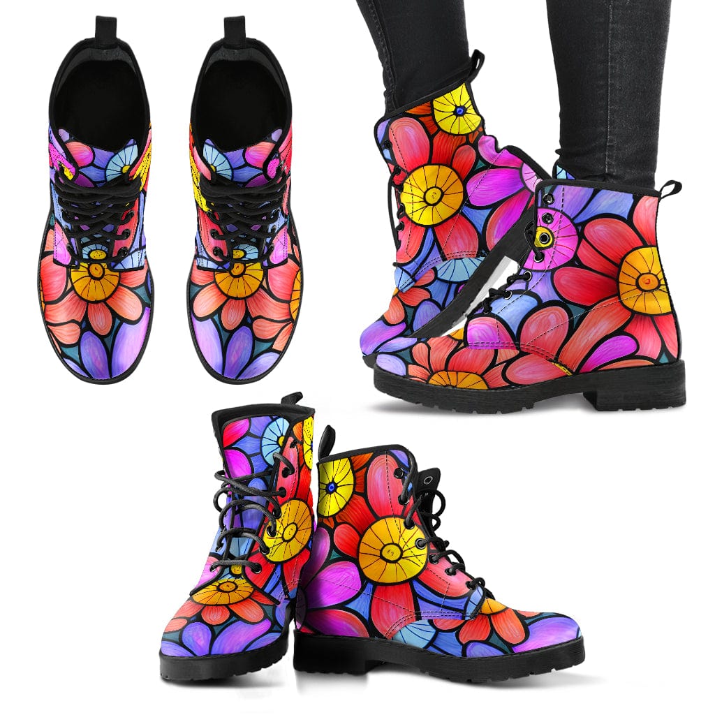Shoe Power Flowers - Cruelty Free Leather Boots Shoezels™