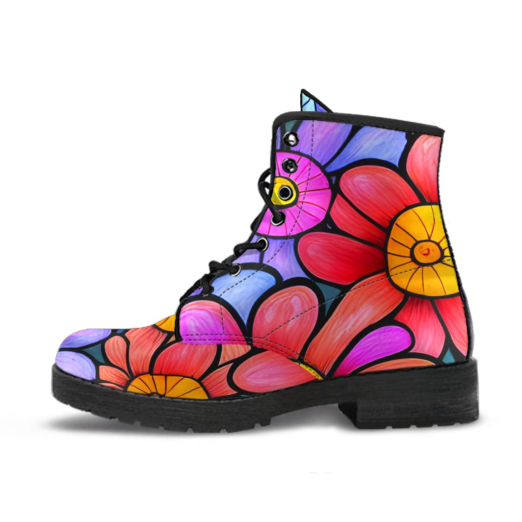 Shoe Power Flowers - Cruelty Free Leather Boots Women's Leather Boots - Black - Power Flowers - Cruelty Free Leather Boots / US5 (EU35) Shoezels™