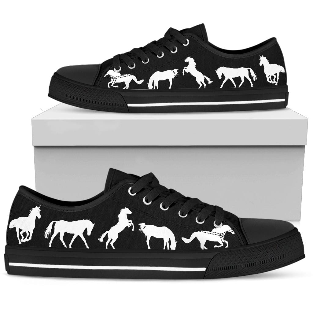 Black and White Horses - Low Tops Shoezels™ Shoes | Boots | Sneakers