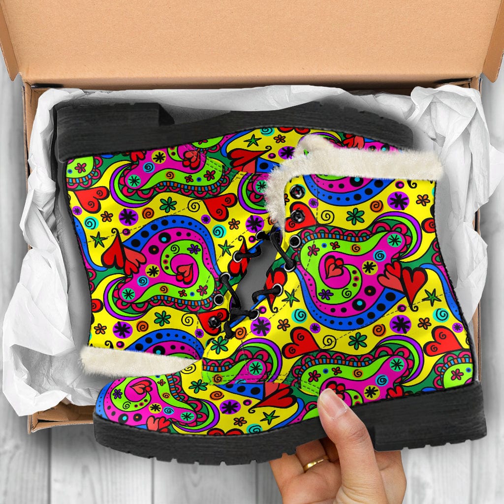 Colour Doodle - Cruelty Free Fur Lined Boots Shoezels™ Shoes | Boots | Sneakers