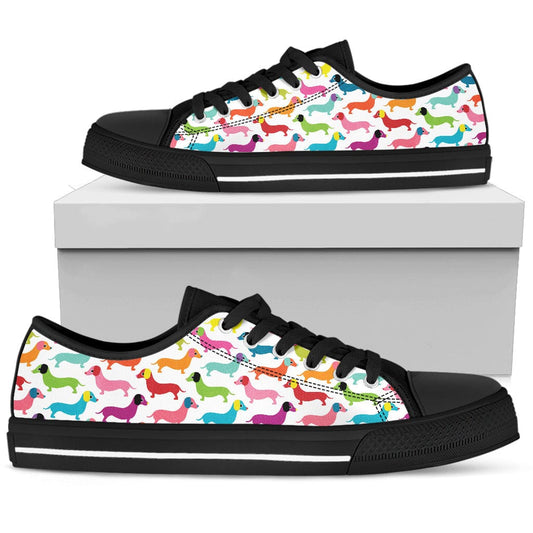 Daschund Rainbow Black Low Top Sneaker Shoezels™ Shoes | Boots | Sneakers