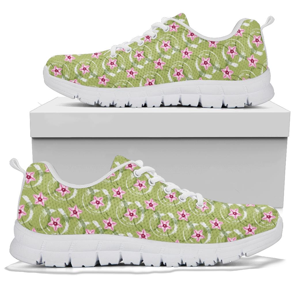 Floral Green Ball - Sneakers (White or Black Sole) Shoezels™ Shoes | Boots | Sneakers