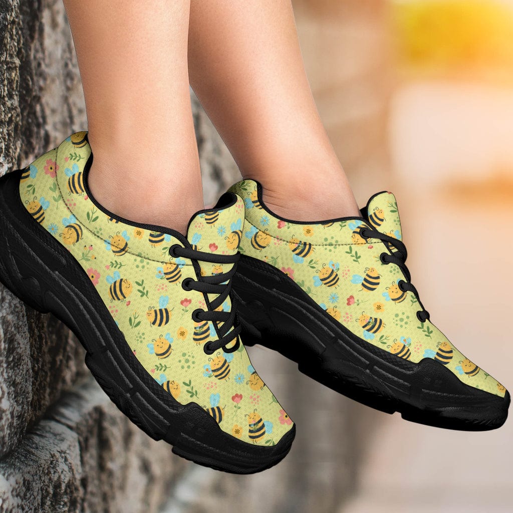 Happy Bees Black Sole - Chunky Sneakers Shoezels™ Shoes | Boots | Sneakers