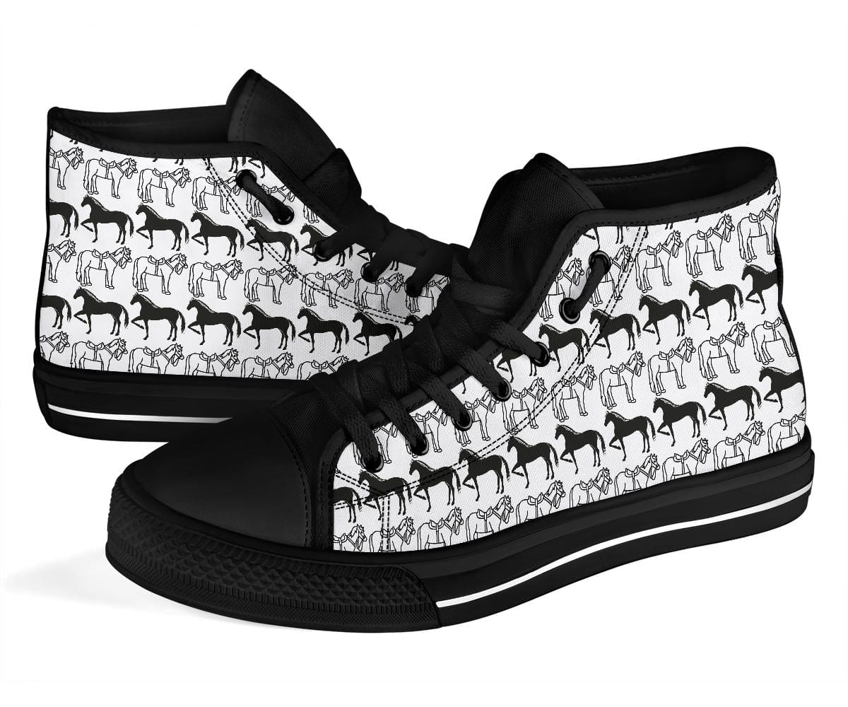 Horse Black & White - High Tops Shoezels™ Shoes | Boots | Sneakers