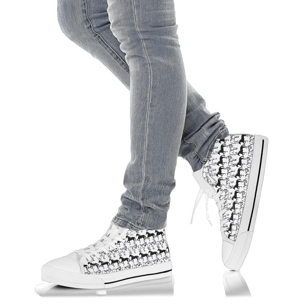 Horse Black & White - High Tops Shoezels™ Shoes | Boots | Sneakers