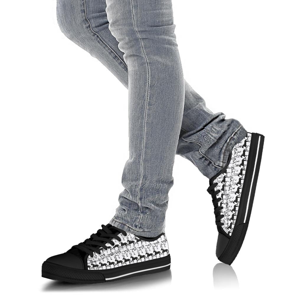 Horse Black & White - Low Tops Shoezels™ Shoes | Boots | Sneakers