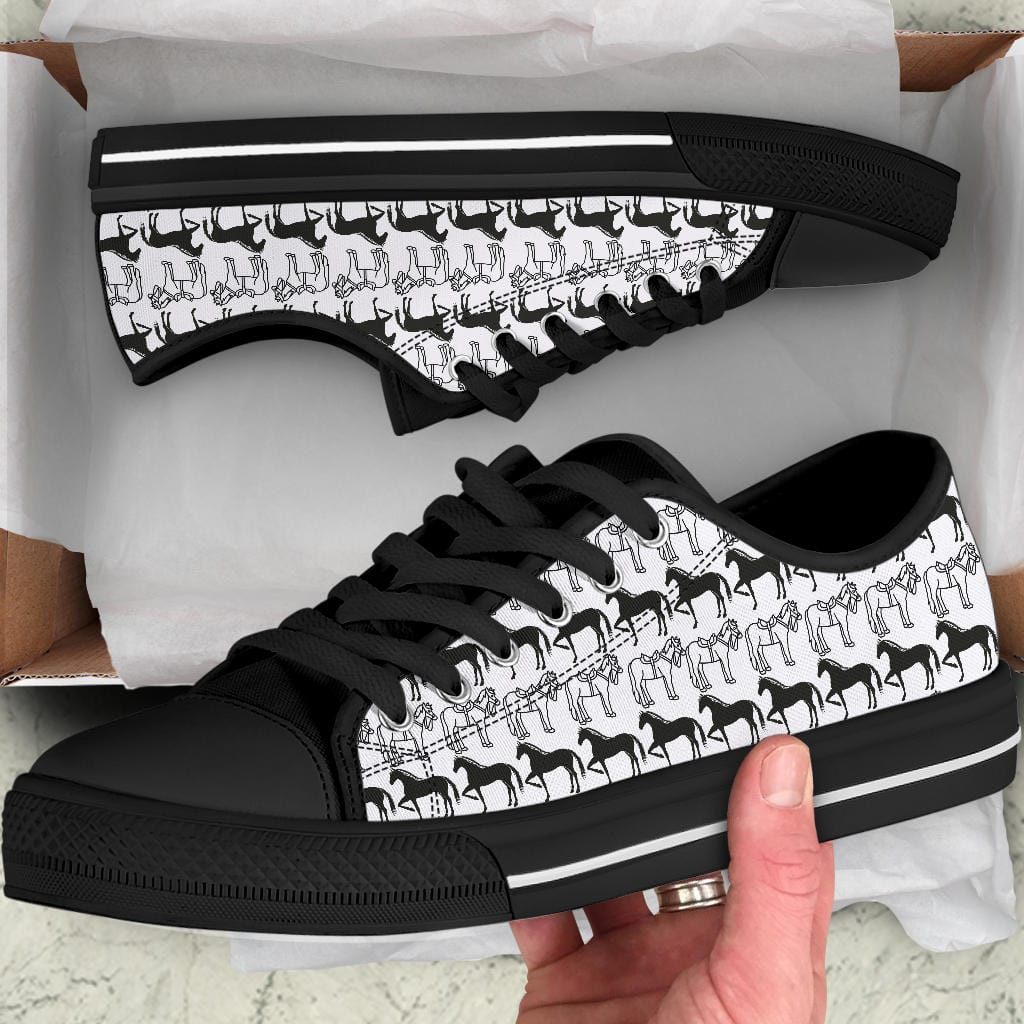 Horse Black & White - Low Tops Shoezels™ Shoes | Boots | Sneakers