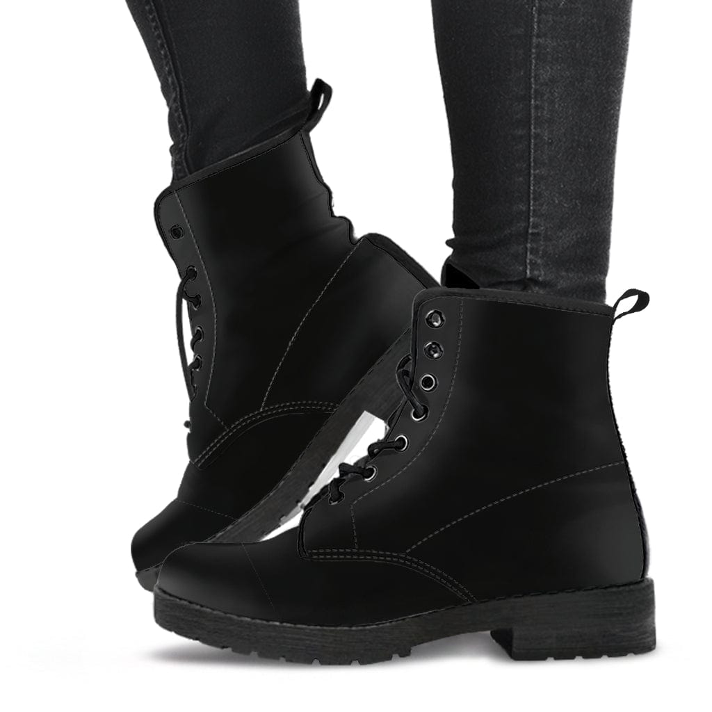 Plain Black - Cruelty Free Leather Boots Shoezels™ Shoes | Boots | Sneakers