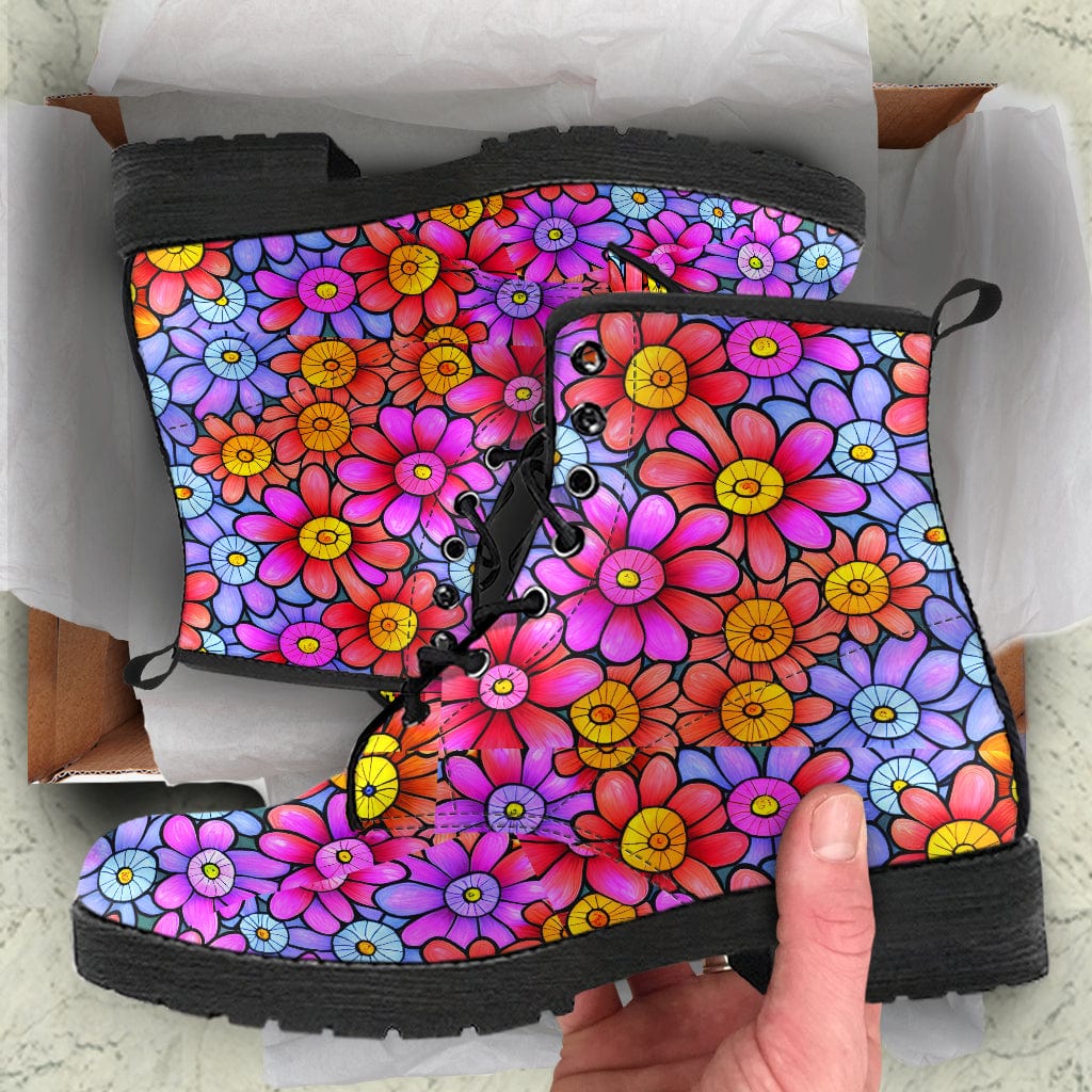 Shoes Flowers - Cruelty Free Leather Boots Shoezels™ Shoes | Boots | Sneakers
