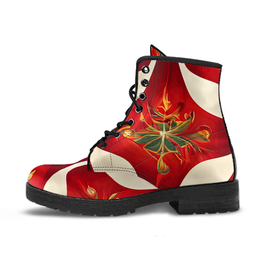 Shoes A Very Abstract Christmas - Cruelty Free Leather Boots Women's Leather Boots - Black - A Very Abstract Christmas - Cruelty Free Leather Boots / US5 (EU35)
