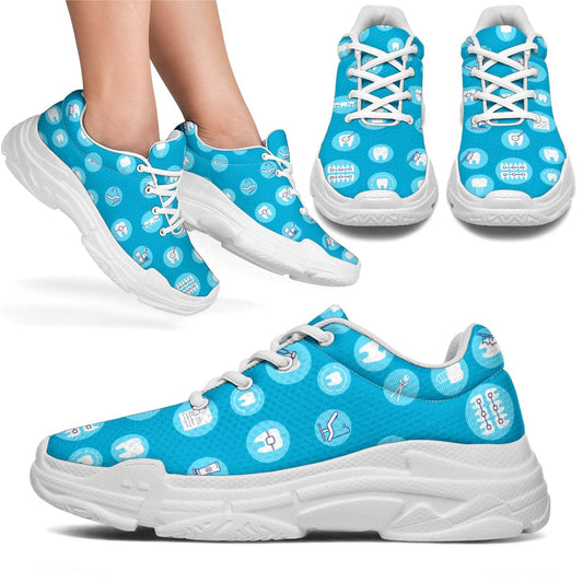 Shoes Blue Dental Chunky Sneakers For Dentists And Dental Assistants Women's Sneakers - White - Blue Dental Chunky Sneakers For Dentists And Dental Assistants / US5.5 (EU36) Shoezels™ Shoes | Boots | Sneakers