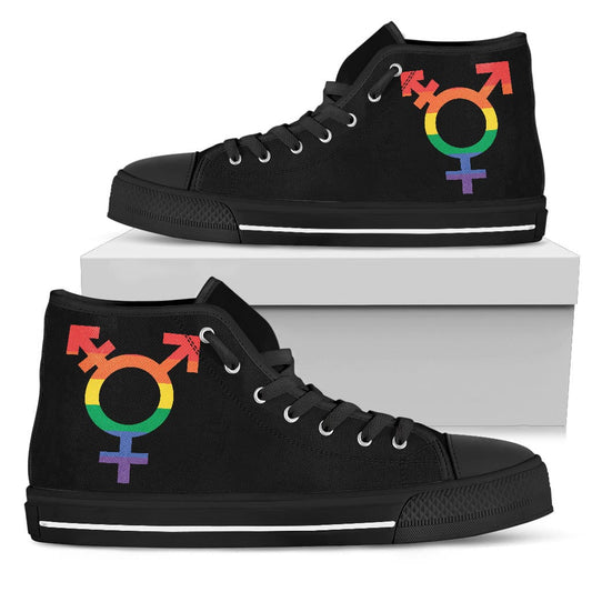 Shoes LGBT Black Sole - High Top Womens High Top - Black - LGBT Black Sole - High Top / US5.5 (EU36)