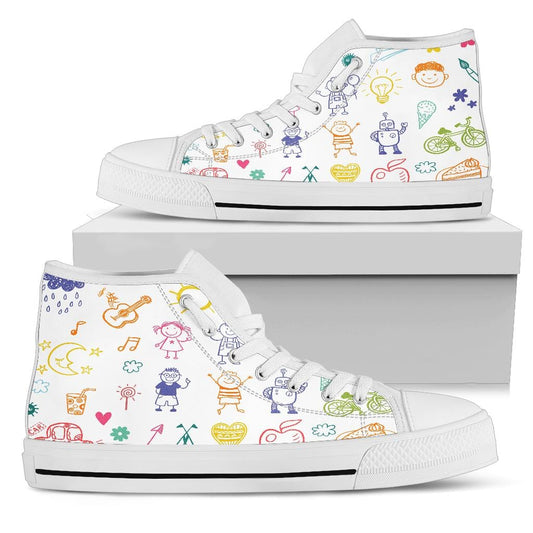 Shoes Doodle 1 - High Tops Womens High Top - White - Doodle 1 - High Tops / US5.5 (EU36)