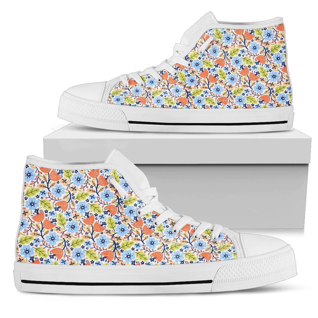 Shoes Floral - High Tops Womens High Top - White - Floral High Tops / US5.5 (EU36)