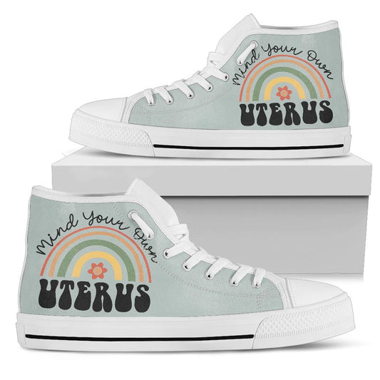 Shoes Mind Your Own Uterus - High Tops Womens High Top - White - Mind Your Own Uterus / US5.5 (EU36)