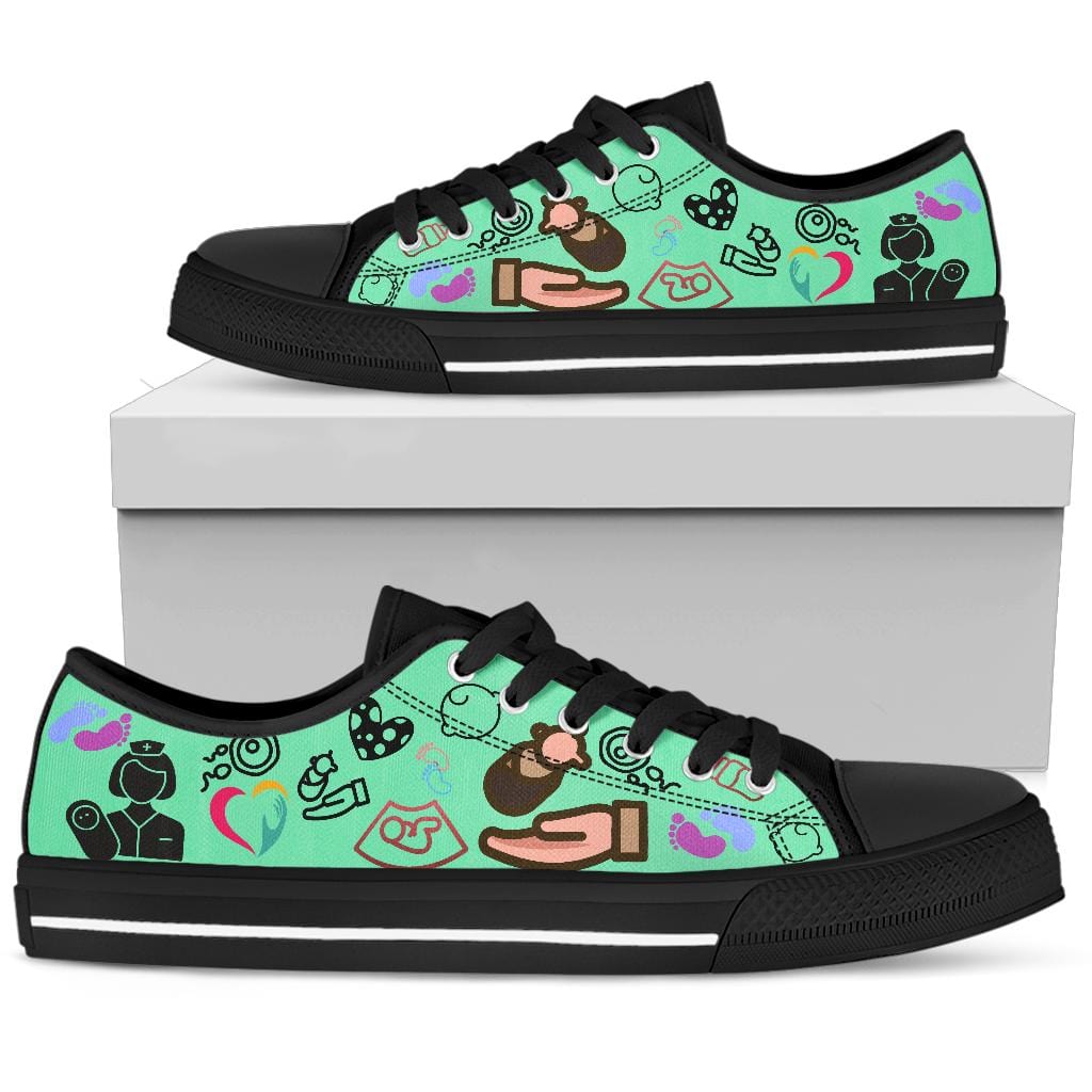 Shoes Midwife Doodle - Low Tops Womens Low Top - Black - Midwife Doodle - Low Tops / US5.5 (EU36) Shoezels™ Shoes | Boots | Sneakers