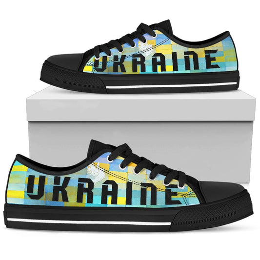 Shoes Ukraine Peace Dove - Low Tops Womens Low Top - Black - Ukraine Peace Dove - Low Top Shoes / US5.5 (EU36) Shoezels™ Shoes | Boots | Sneakers
