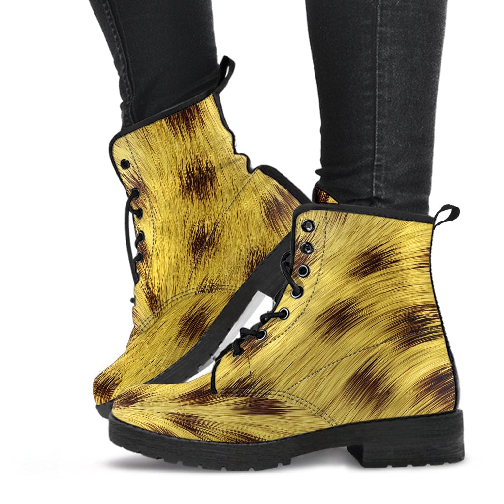 Shoes Yellow Fur Design Leather Boots