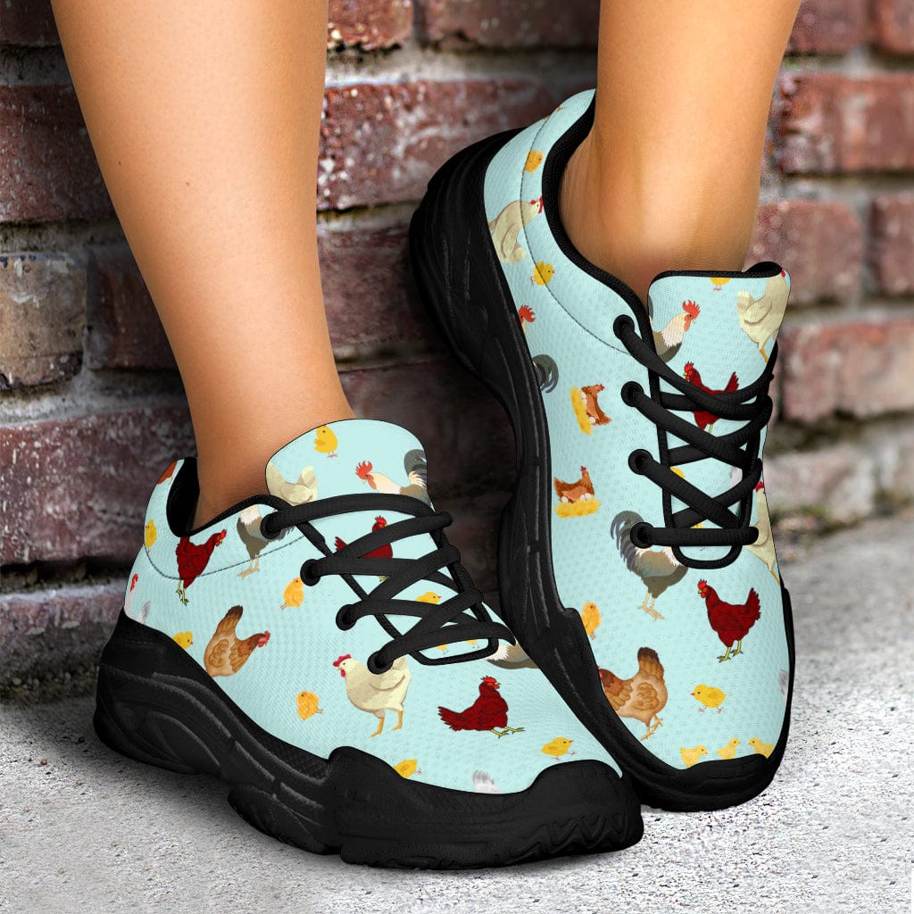 Teal Chickens (white) - Chunky Sneakers Shoezels™ Shoes | Boots | Sneakers