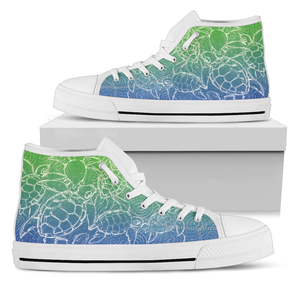 Turtle Blue Green - High Tops Shoezels™ Shoes | Boots | Sneakers