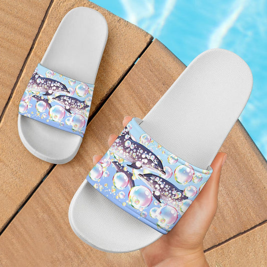Dolphin - Slider Shoes Women's Slide Sandals - White - Dolphin Sliders / US5 (EU36)