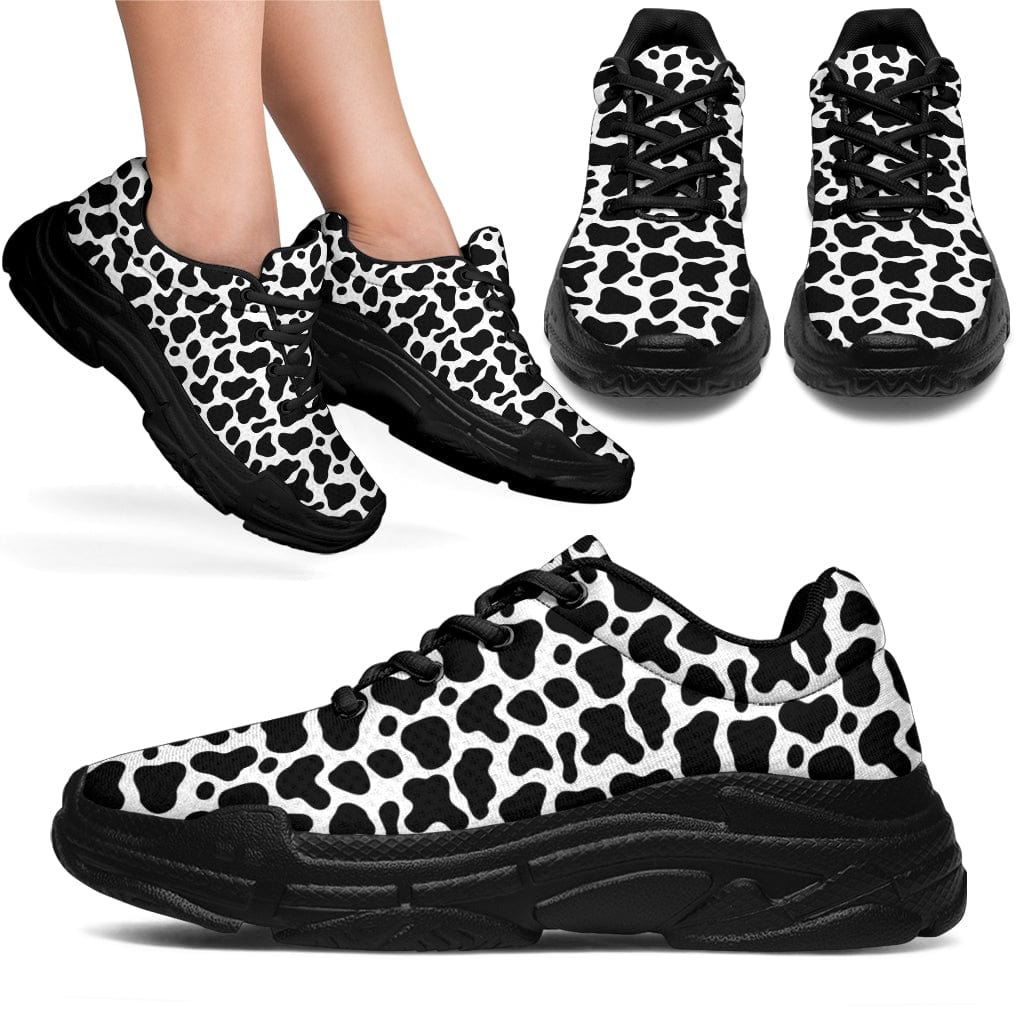 Cow Pattern - Chunky Sneakers Women's Sneakers - Black - Cow Pattern - Chunky Sneakers / US5.5 (EU36) Shoezels™ Shoes | Boots | Sneakers