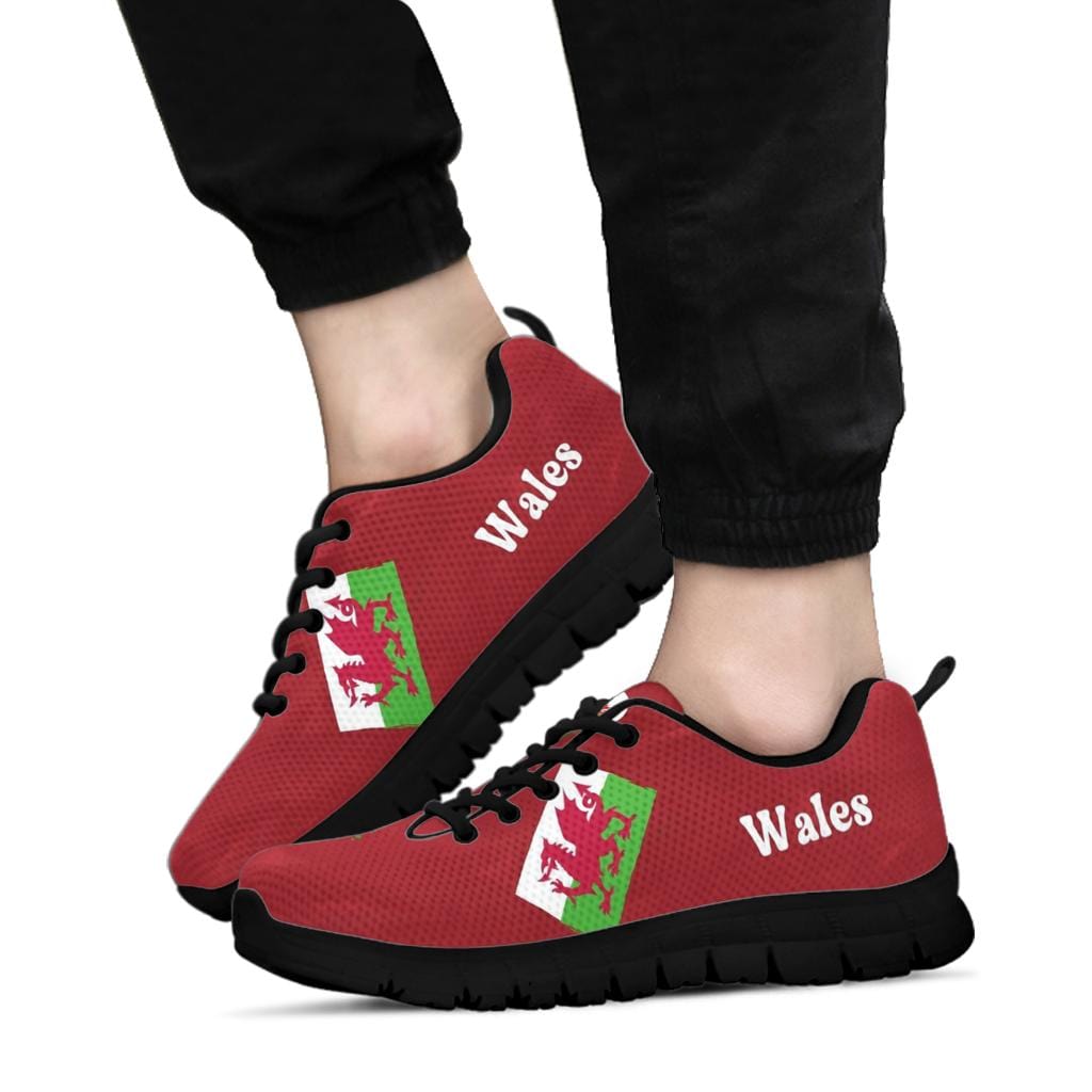 Wales Soccer World Cup Sneakers Women's Sneakers - Black - Wales Soccer World Cup Sneakers / US5 (EU35)
