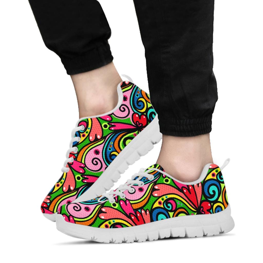 Doodle Pattern - Sneakers Women's Sneakers - White - Doodle Pattern - Sneakers / US5 (EU35) Shoezels™ Shoes | Boots | Sneakers