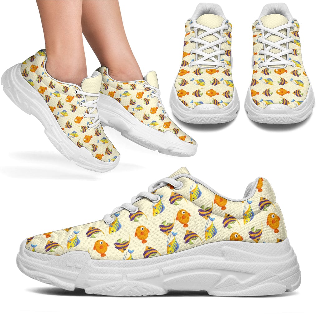 Fancy Fish - Chunky Sneakers Women's Sneakers - White - Fancy Fish - Chunky Sneakers / US5.5 (EU36) Shoezels™ Shoes | Boots | Sneakers