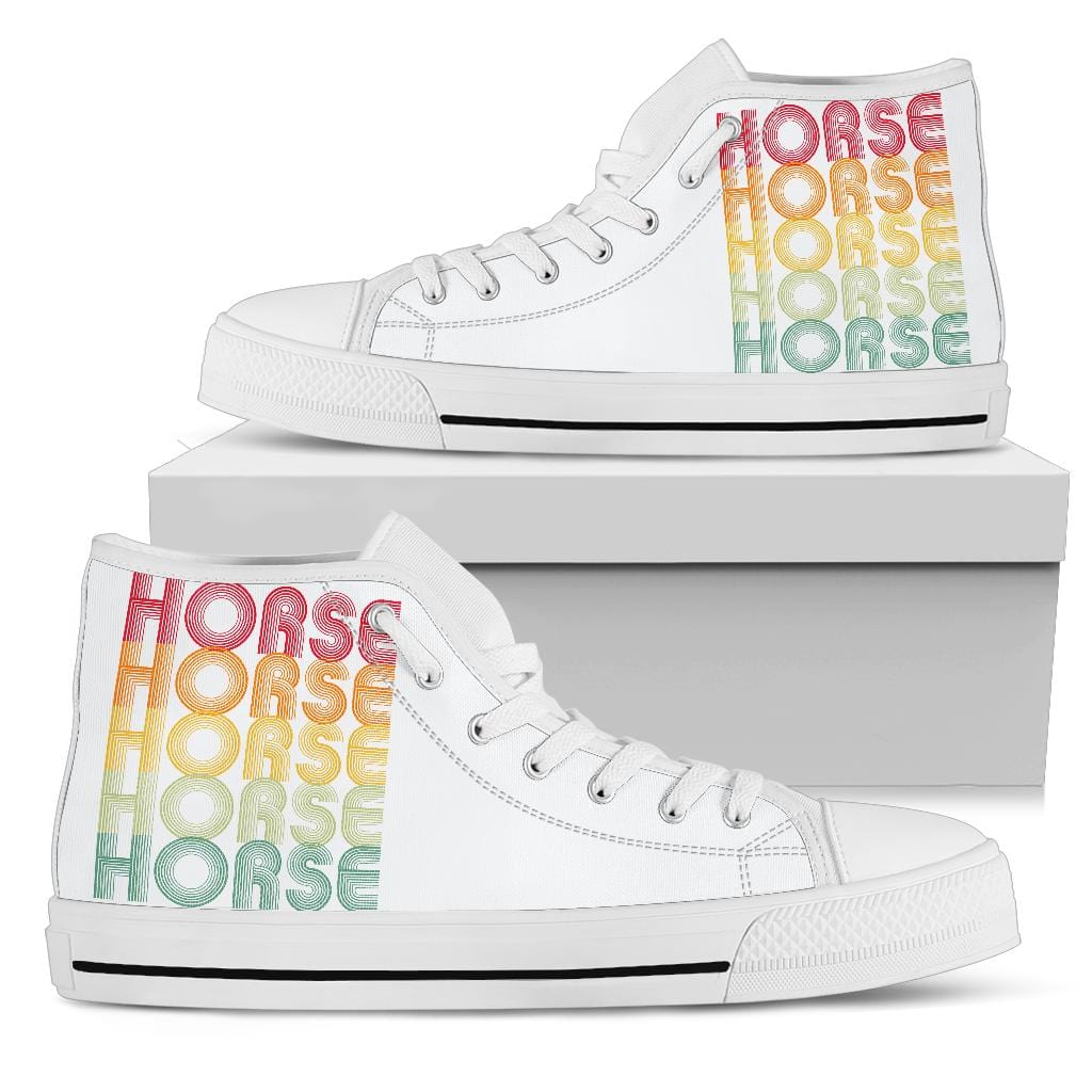 Horse Words - High Tops Womens High Top - White - Horse Words - High Tops / US5.5 (EU36) Shoezels™ Shoes | Boots | Sneakers