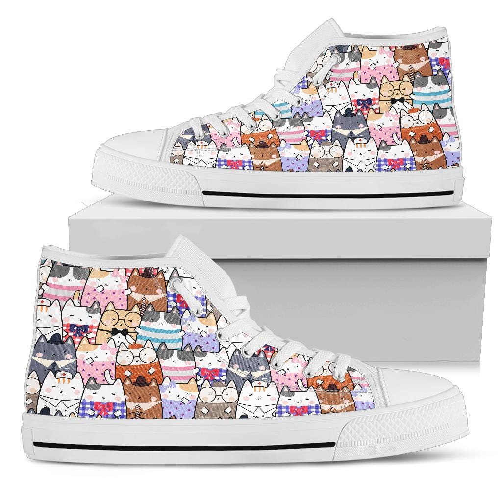 Sassy Cat - High Tops Womens High Top - White - Sassy Cat White - High Tops / US5.5 (EU36) Shoezels™ Shoes | Boots | Sneakers