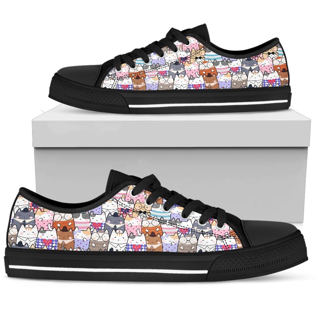 Sassy Cat - Low Tops Womens Low Top - Black - Sassy Cat Black - Low Tops / US5.5 (EU36) Shoezels™ Shoes | Boots | Sneakers