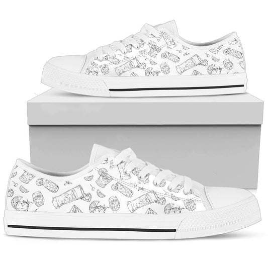 Black & White Cocktail - Low Tops Womens Low Top - White - White & Black Cocktail - Low Tops / US5.5 (EU36) Shoezels™ Shoes | Boots | Sneakers