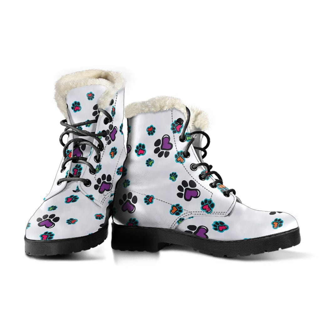 Shoes Paw Print Cruelty Free Fur Lined Leather Boots