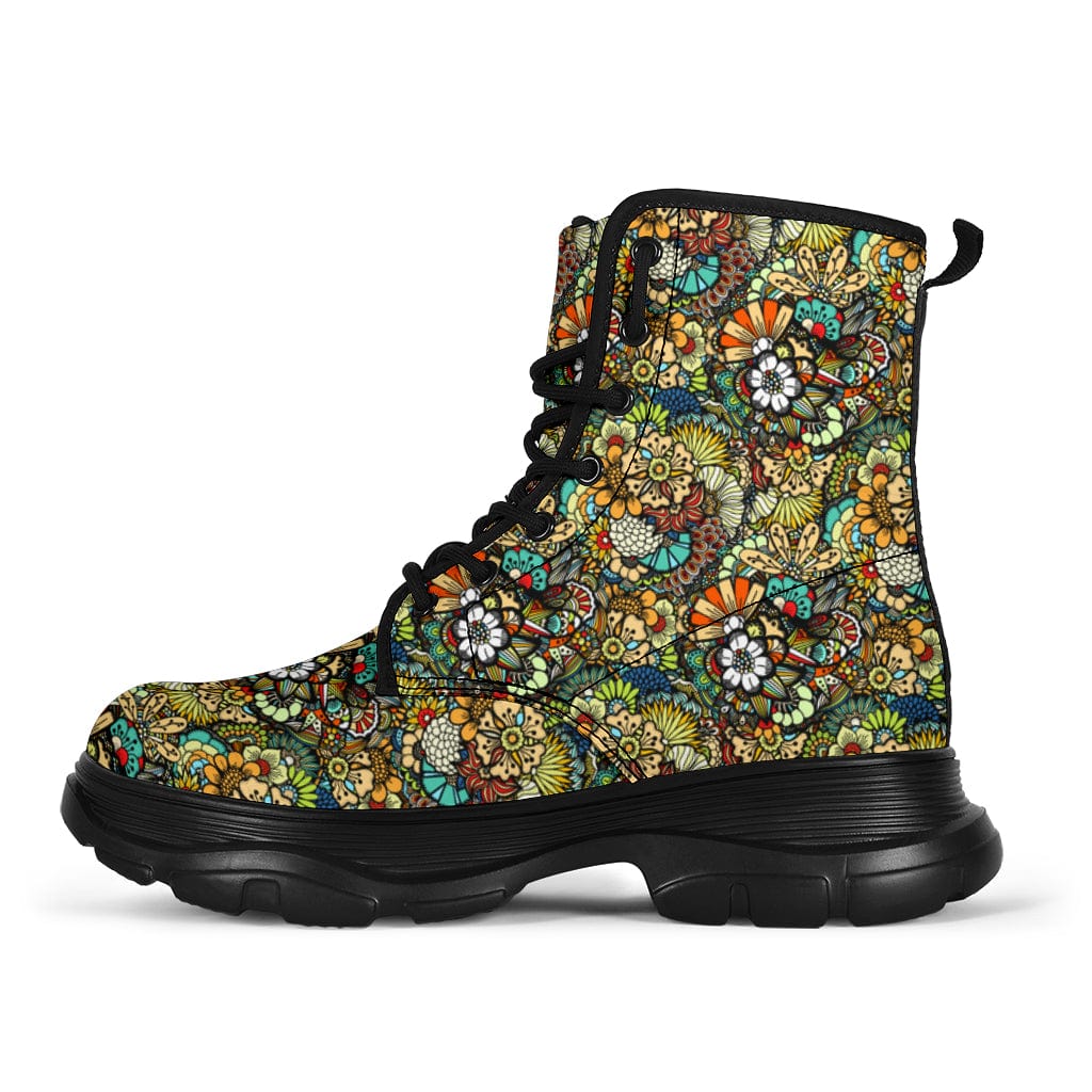 Artsy Flowers - Chunky Boots Women's Chunky Boots - Artsy Flowers - Chunky Boots / US5 (EU35) Shoezels™