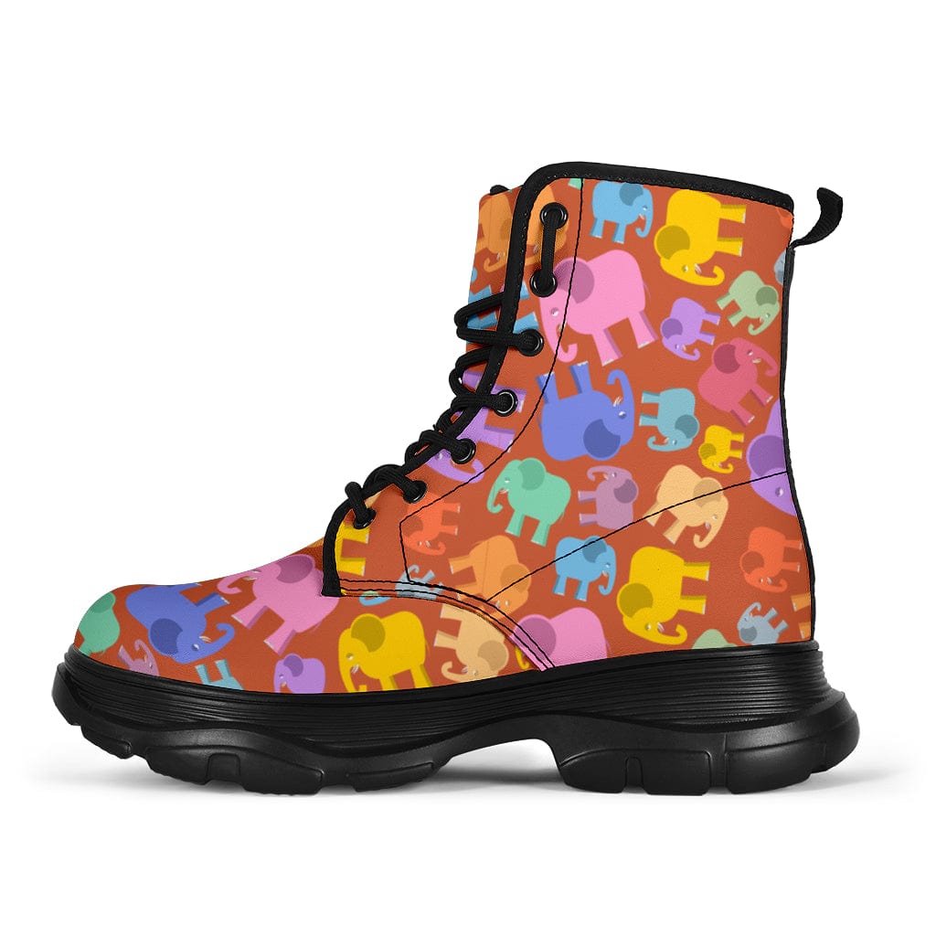 Colourful Elephants - Chunky Boots Women's Chunky Boots - Colourful Elephants - Chunky Boots / US5 (EU35) Shoezels™