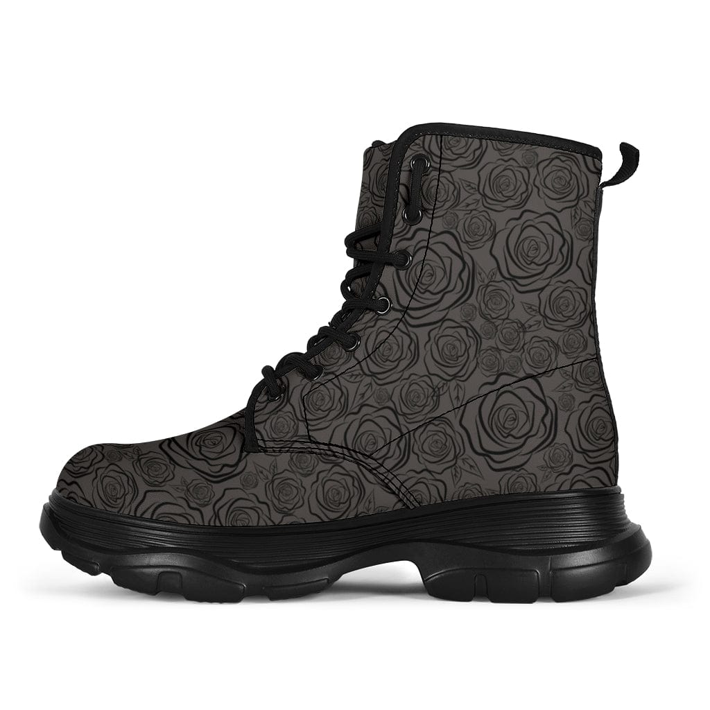 Dark Roses - Chunky Boots Women's Chunky Boots - Dark Roses - Chunky Boots / US5 (EU35) Shoezels™