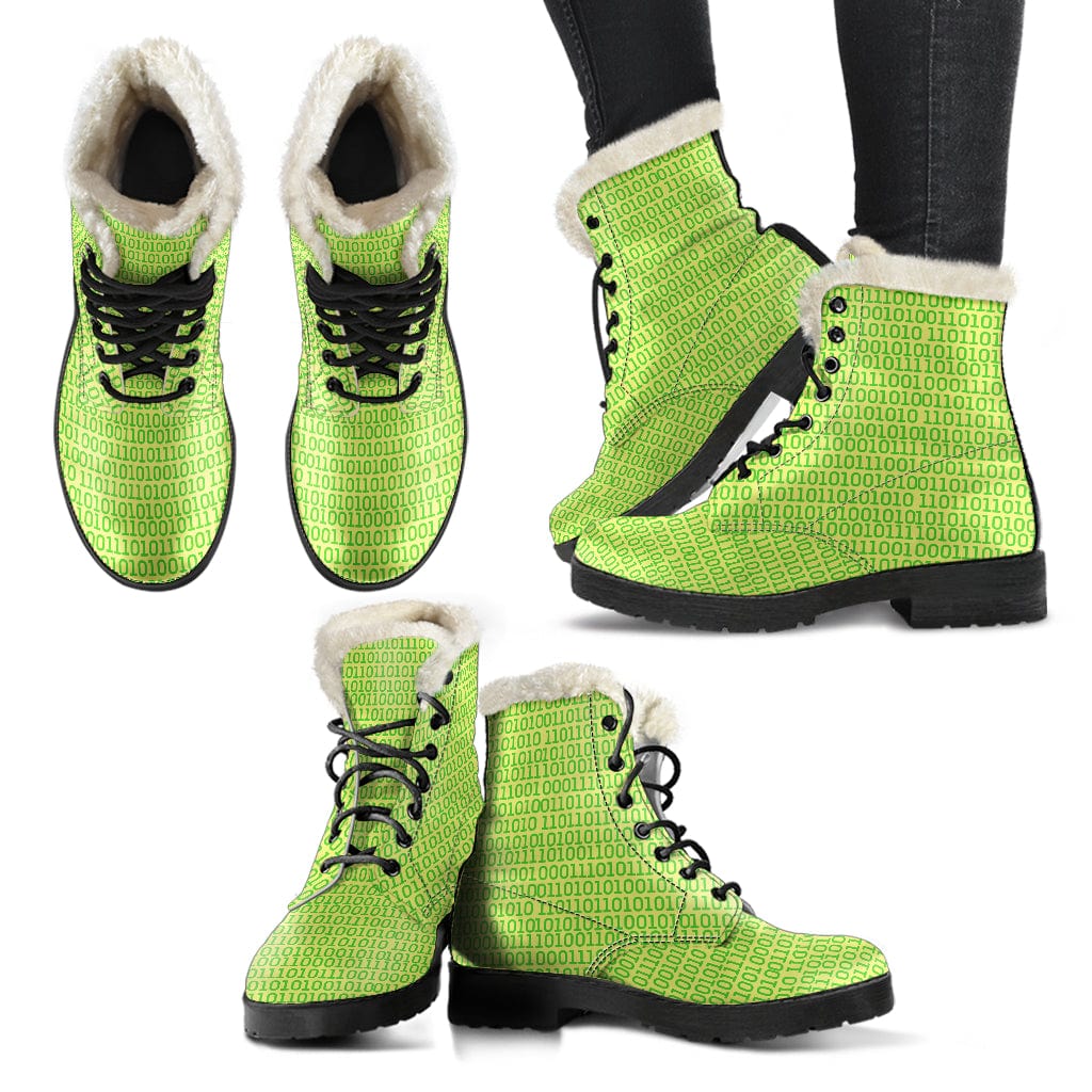 Binary Code - Cosy Boots Women's Faux Fur Leather Boots - Black - Binary Code - Cosy Boots / US5 (EU35) Shoezels™
