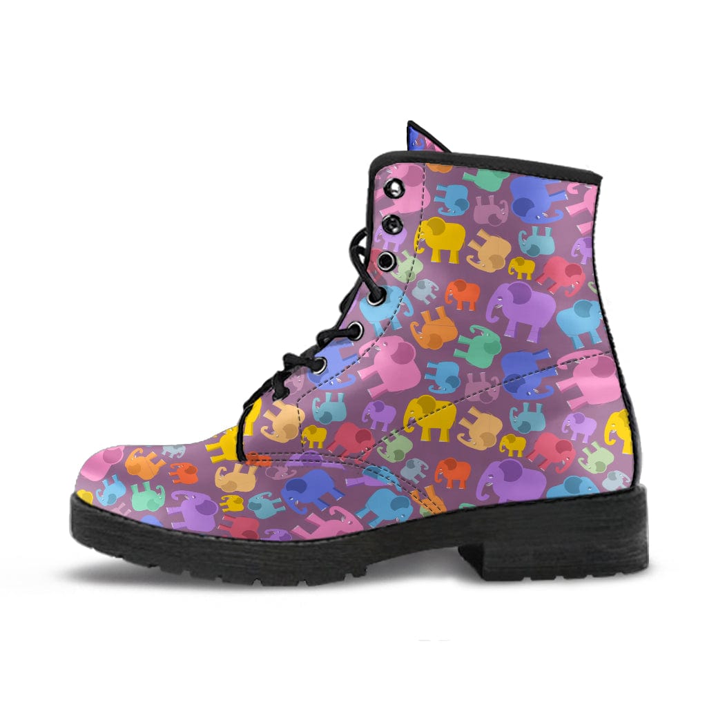 Colourful Elephants - Urban Boots Women's Leather Boots - Black - Colourful Elephants - Urban Boots / US5 (EU35) Shoezels™