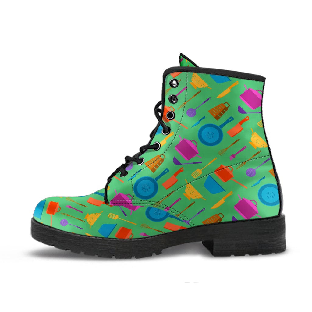 Colourful Kitchen - Urban Boots Women's Leather Boots - Black - Colourful Kitchen - Urban Boots / US5 (EU35) Shoezels™