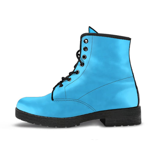 Pale Blue - Urban Boots Women's Leather Boots - Black - Pale Blue - Urban Boots / US5 (EU35) Shoezels™