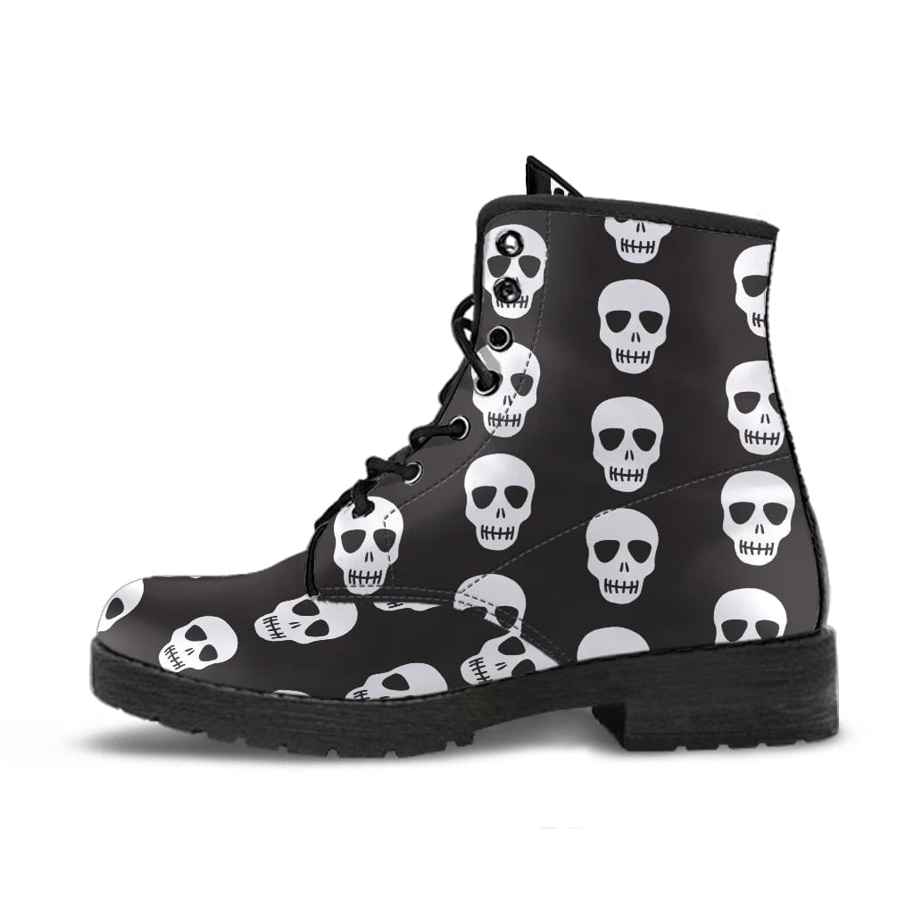 Skulls - Cruelty Free Leather Boots Women's Leather Boots - Black - Skulls - Cruelty Free Leather Boots / US5 (EU35) Shoezels™
